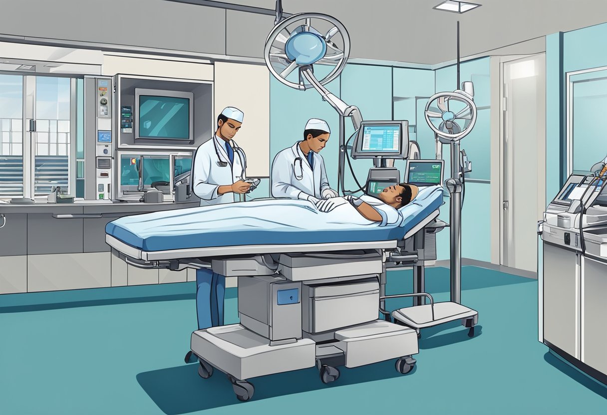 A cardiologist performing advanced procedures and interventions in a hospital setting