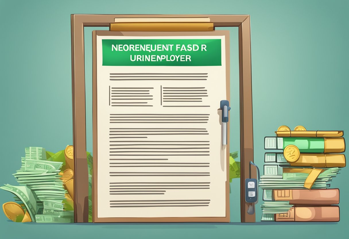 A sign with "Frequently Asked Questions: Money Lender for Unemployed" displayed prominently