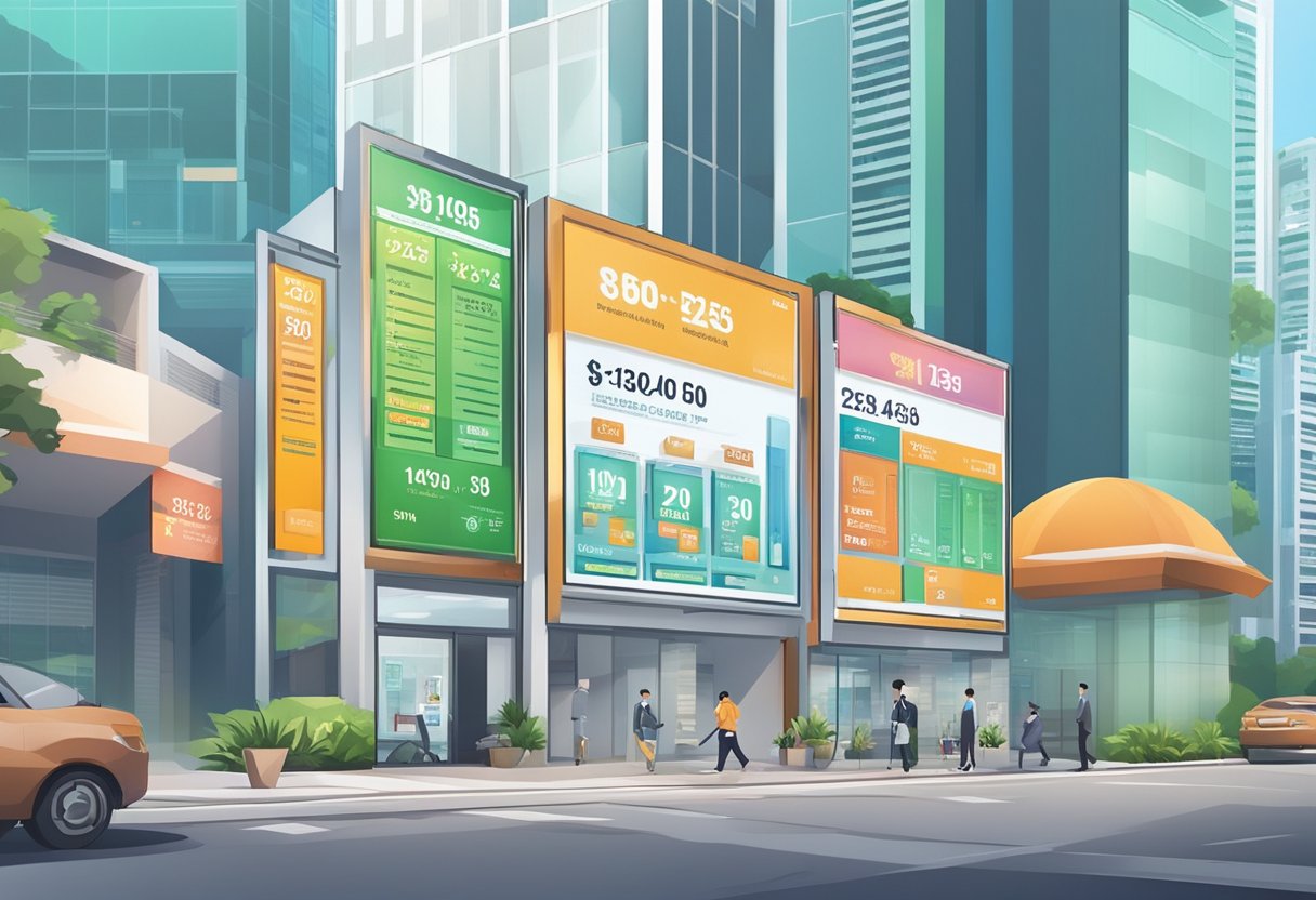 A licensed money lender in Singapore displays their competitive rates on a prominent signboard outside their office