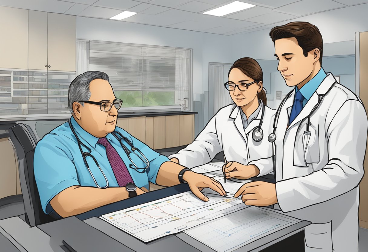 Mount Alvernia cardiologist examines patient's EKG results