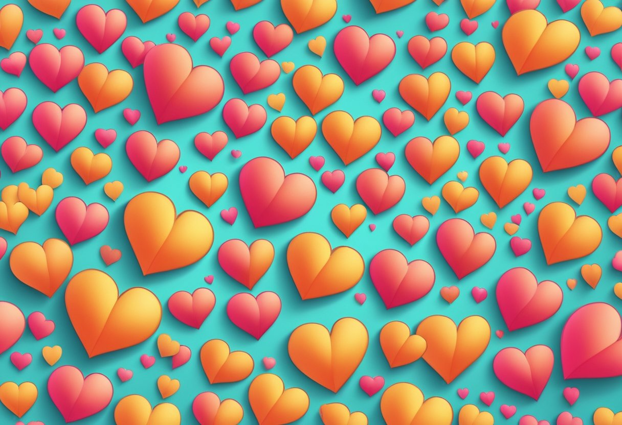 A glowing heart symbol surrounded by question marks