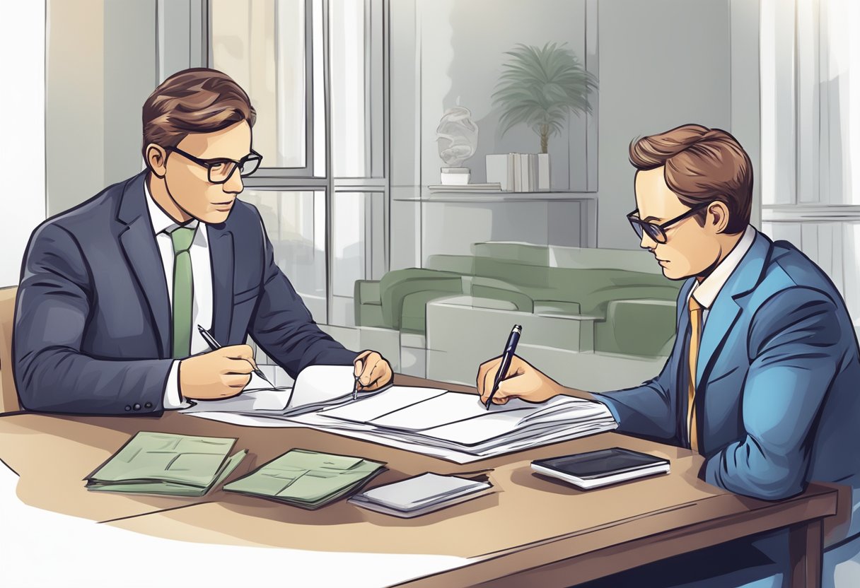 An individual signs a loan agreement with a money lender from Alternative Financial Solutions
