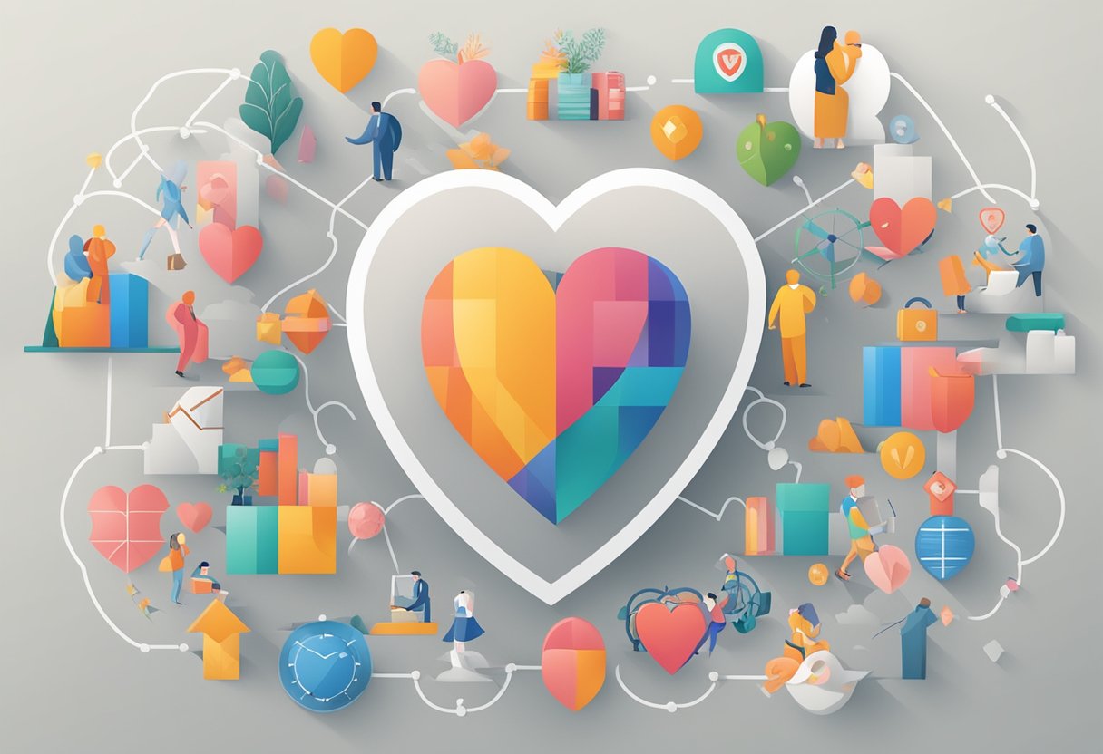 A heart surrounded by non-modifiable risk factors like age, gender, and genetics, with a barrier or shield representing management strategies