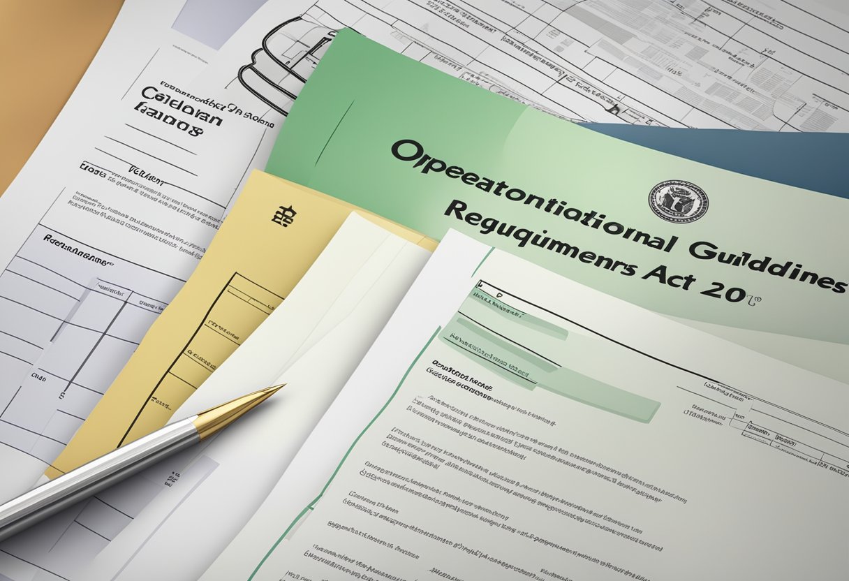 A stack of legal documents with "Operational Guidelines and Requirements Money Lenders Act 2008" printed on top