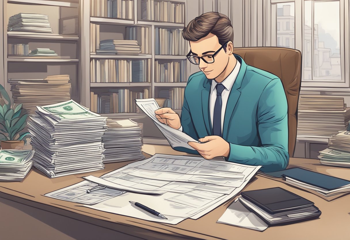 A licensed money lender examines various types of loans with a checklist in hand