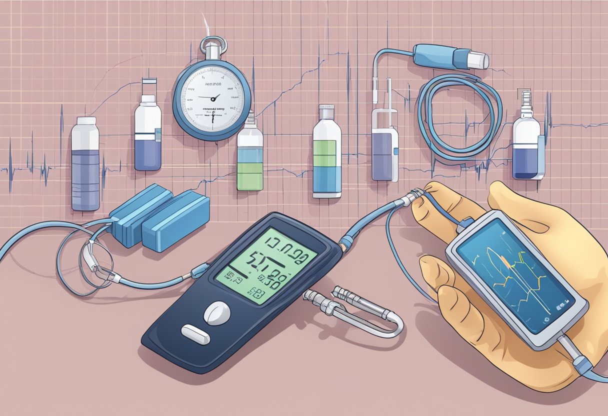 Chemotherapy drugs cause a slow heart rate. Show a heart monitor with a decreasing heartbeat line