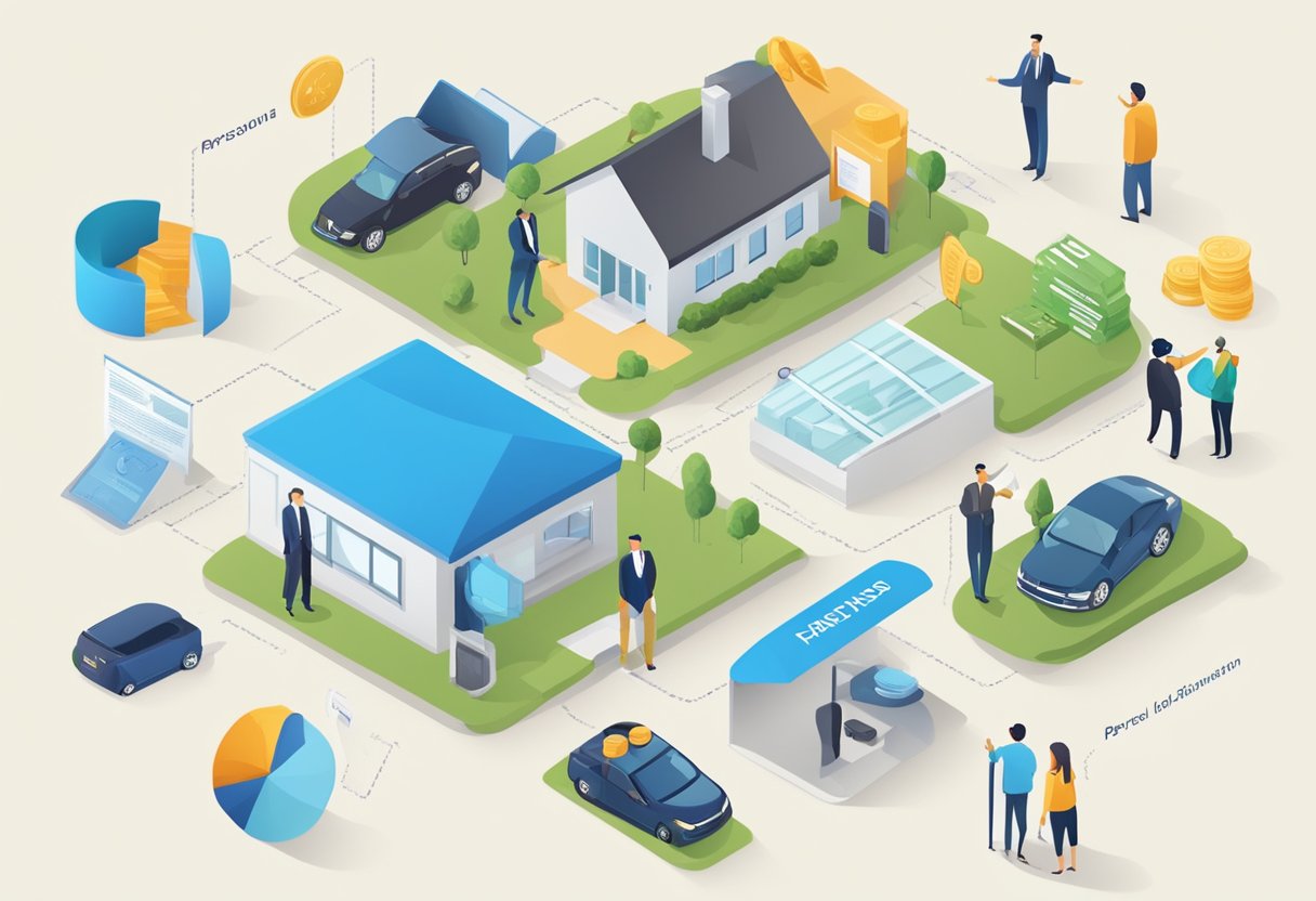 Various loan types displayed with their features: personal, business, mortgage, and more. Each loan has specific terms and conditions