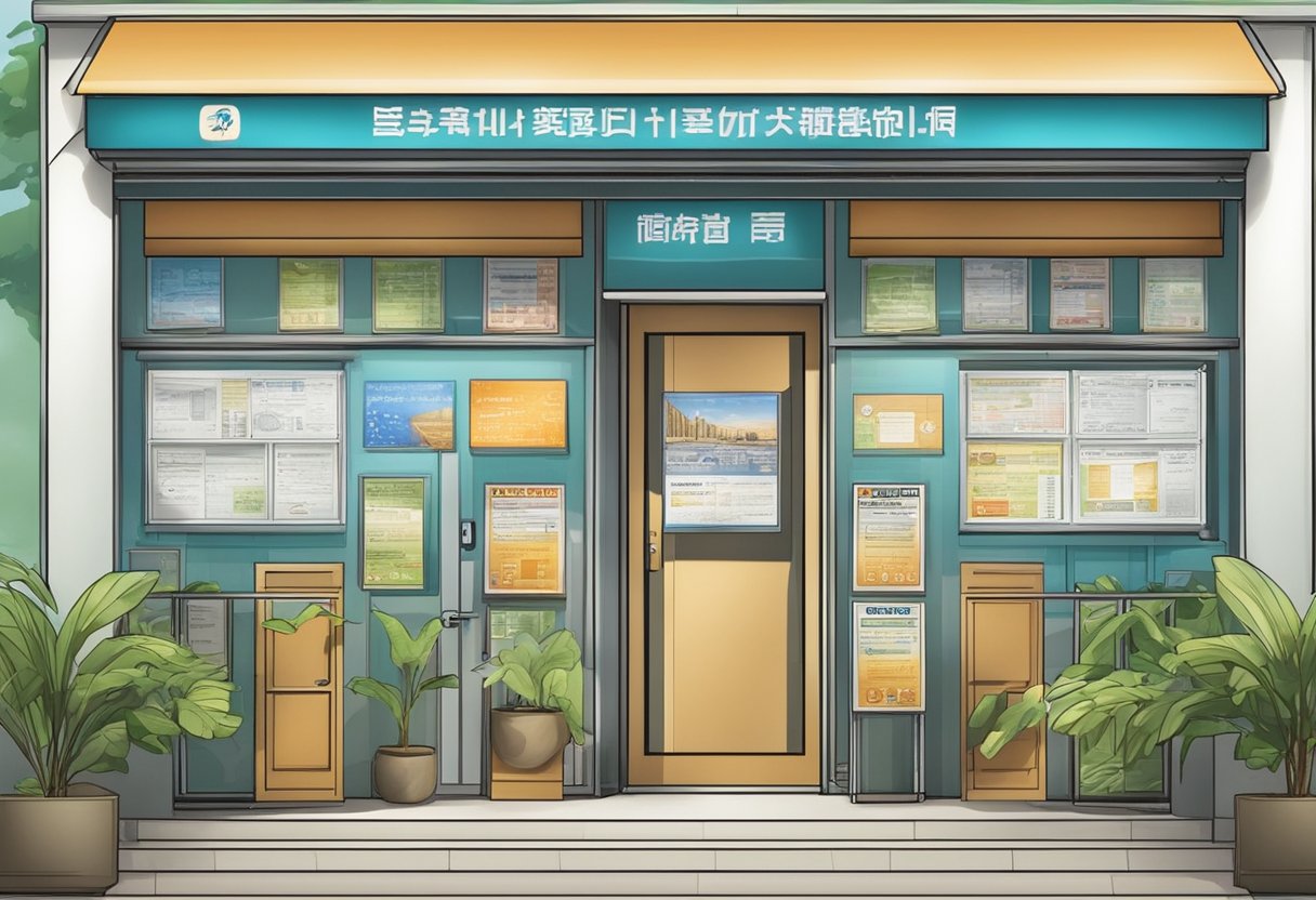 A licensed money lender's office in Singapore is open on a holiday. The sign outside the office displays the official license from the government