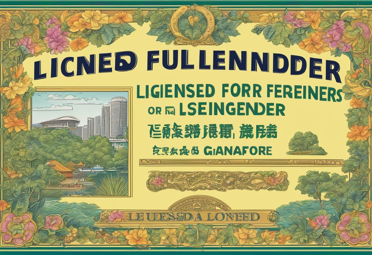 A sign reading "Licensed Moneylender - Quota Full for Foreigners" in Singapore