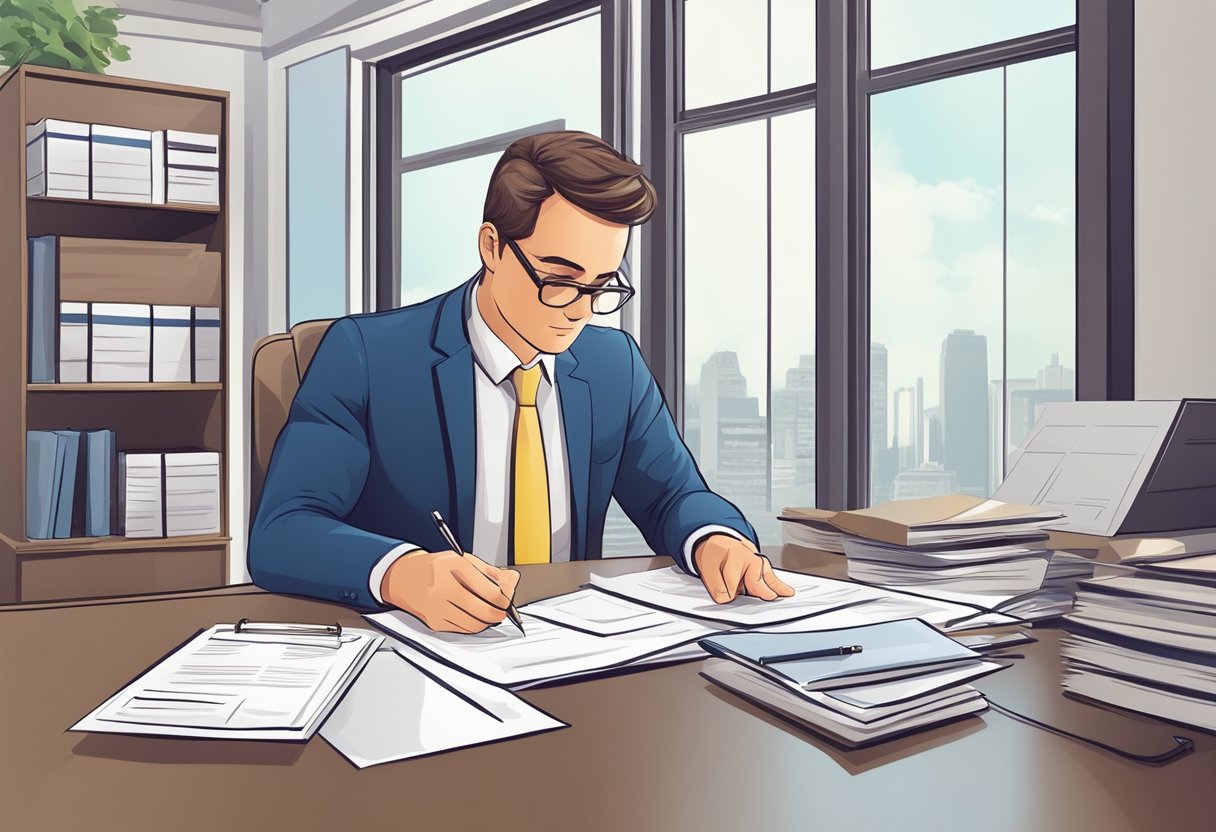 The loan officer reviews the applicant's documents, calculates the interest rate, and finalizes the loan agreement