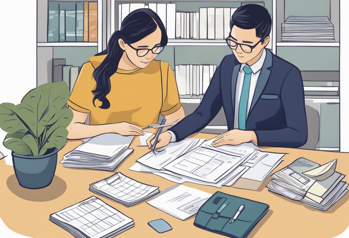 A person reviewing loan documents and making monthly repayments to a licensed money lender in Singapore