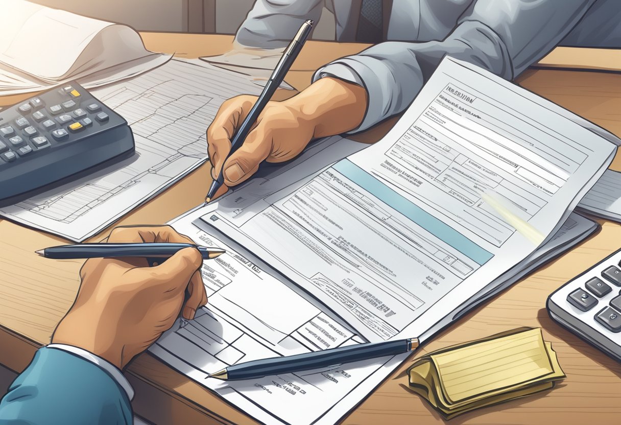 A retiree fills out a loan application form at a legal money lender's office