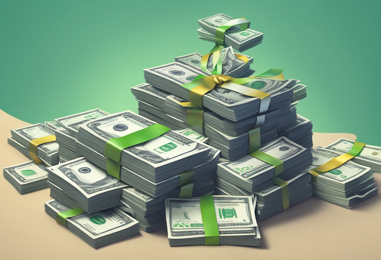 The FAQ logo hovers above a stack of money, symbolizing the momentum of transactions with the money lender