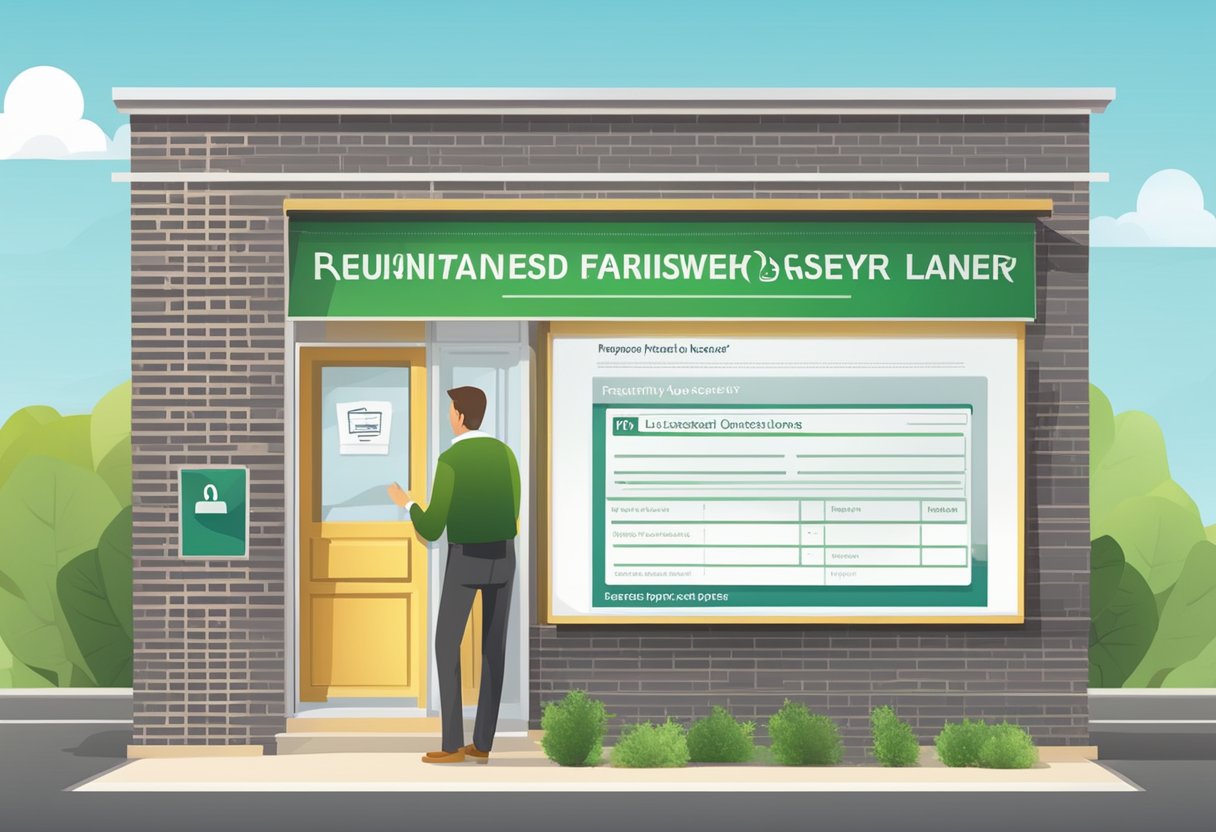 A sign with "Frequently Asked Questions" and "Licensed Money Lender" with prepayment details displayed