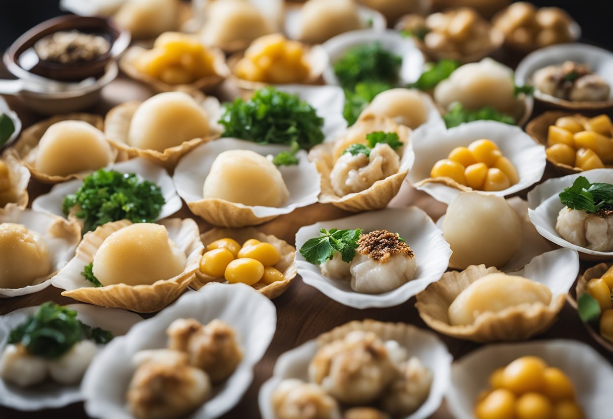 A table filled with various fresh ingredients for Teochew oyster puffs