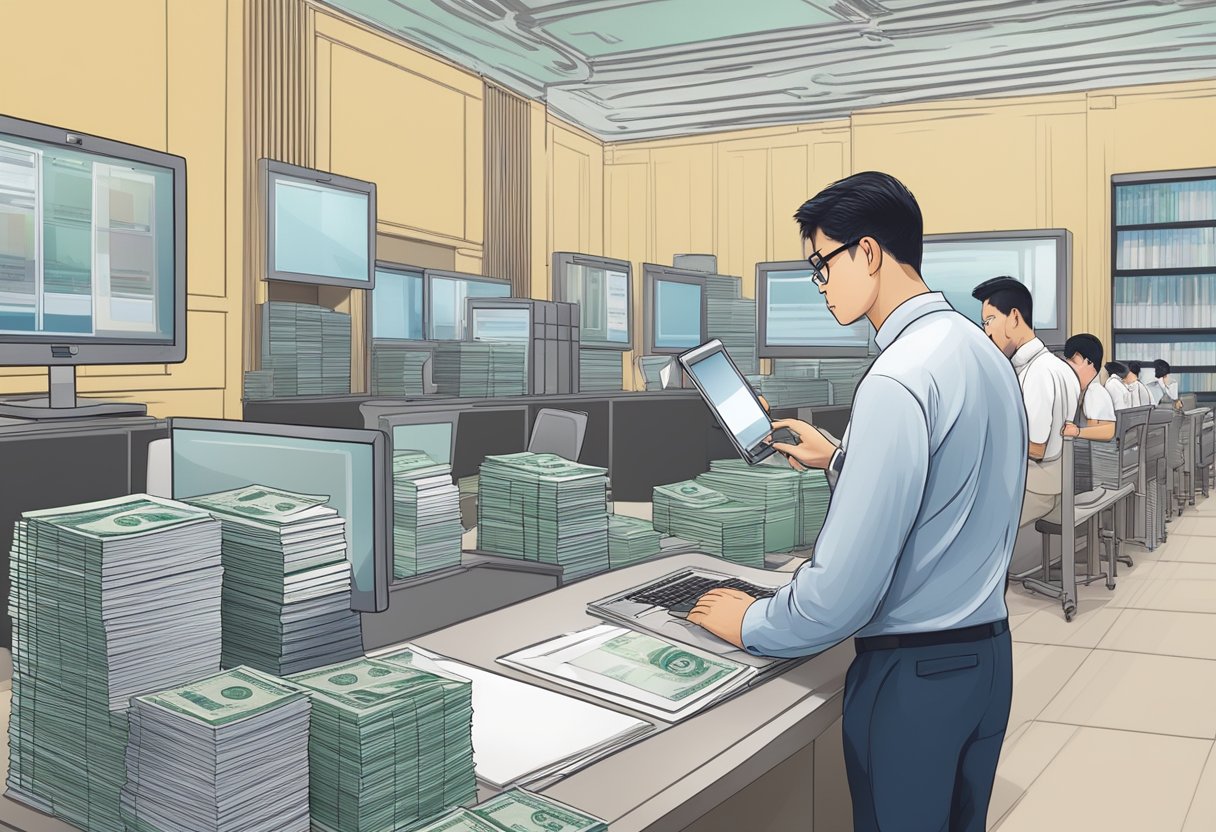A person accessing the official website of the Singapore Ministry of Law to verify the license of a money lender