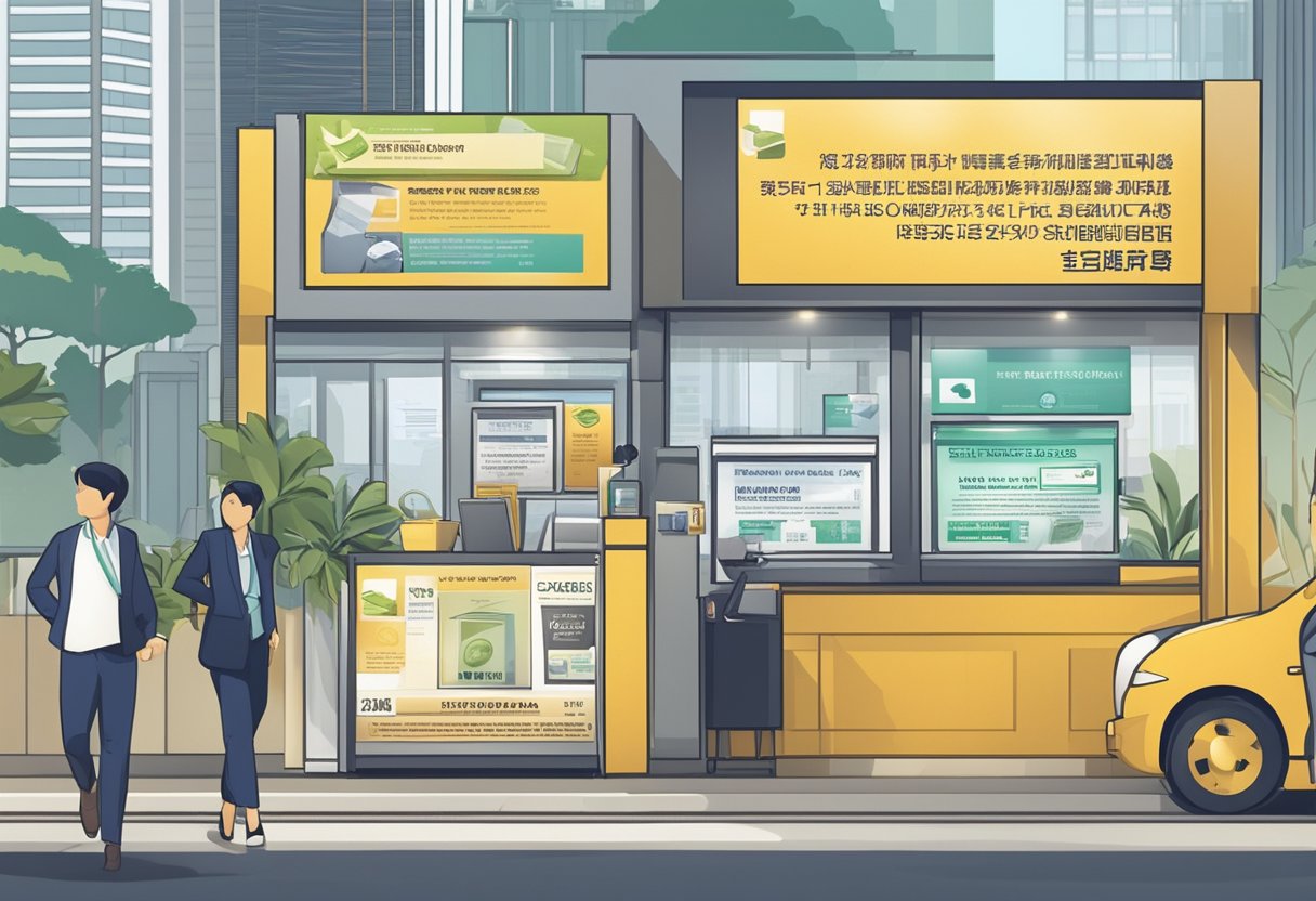 A money lender's advertisement displayed prominently in Singapore, with bold text and contact information