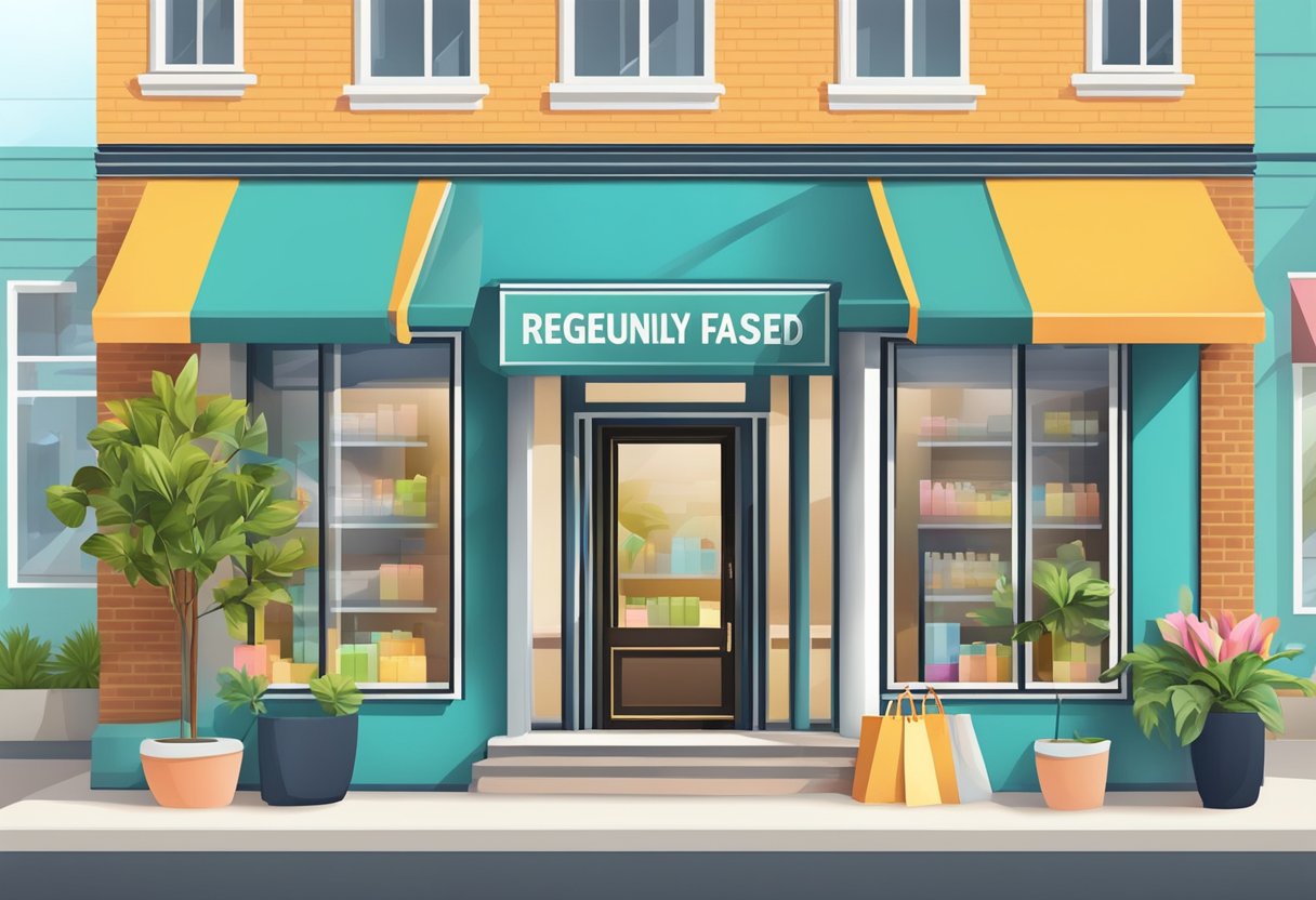 A bright, modern storefront with a "Frequently Asked Questions" sign. The door is open, welcoming customers on a sunny Sunday