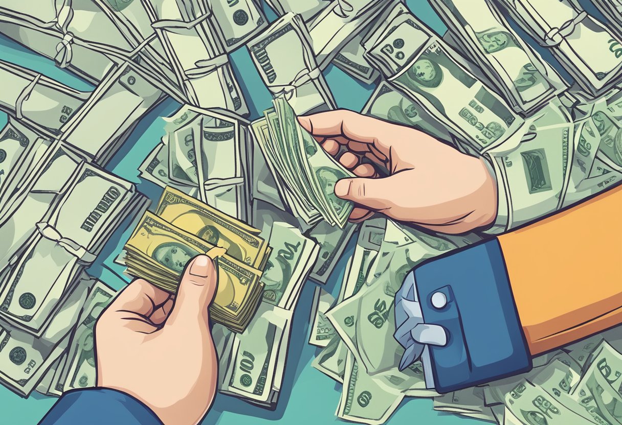 A person selects a money lender from a group of options