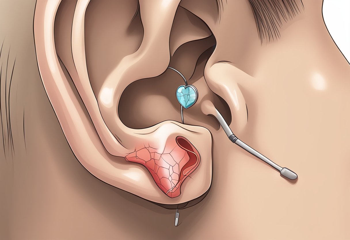 A heart-shaped earlobe with a crack running through the center, symbolizing the earlobe sign of heart disease