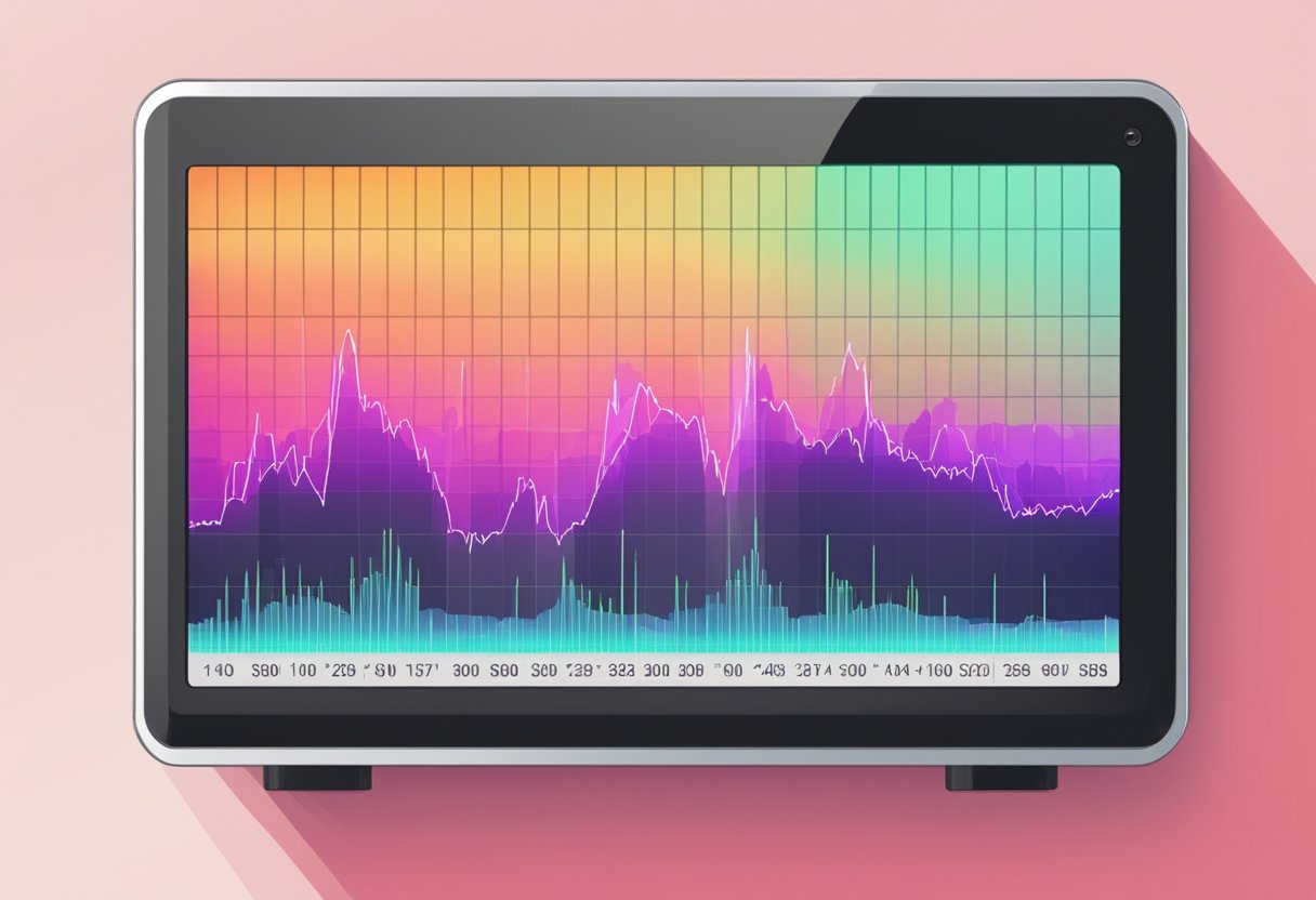 A heart rate monitor displaying fluctuating patterns on a screen