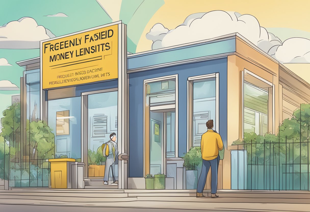 A sign displaying "Frequently Asked Questions" about licensed money lender credit limits