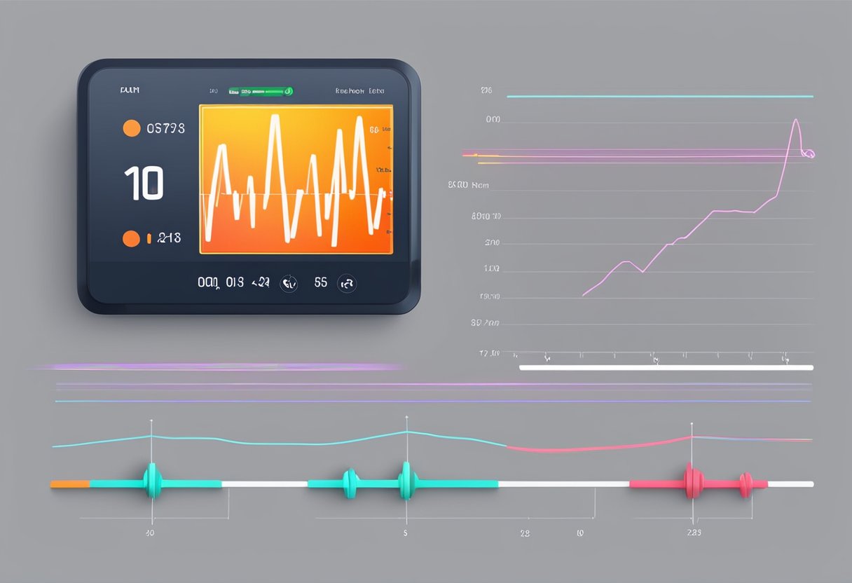 A digital heart rate monitor displays a steady, healthy average heart rate