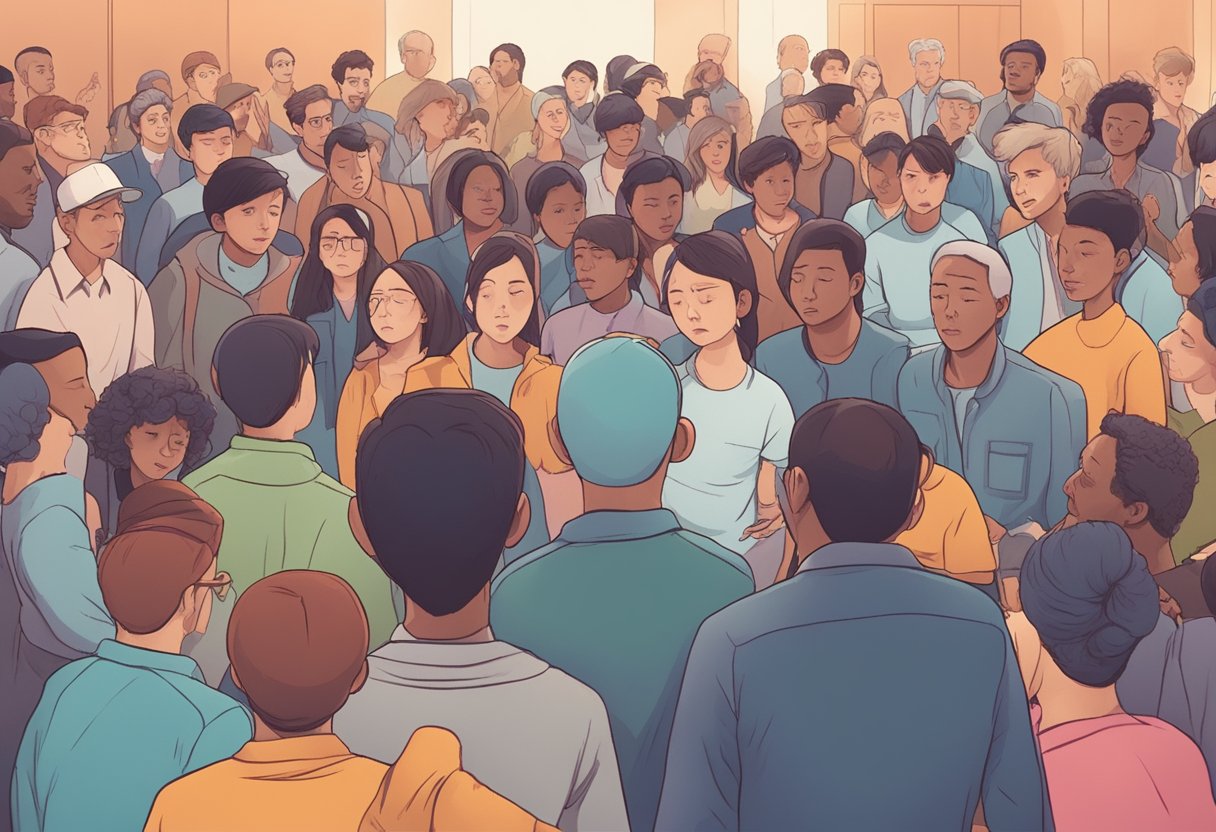 Anxiety: heart skipping beats, tense atmosphere, people seeking answers