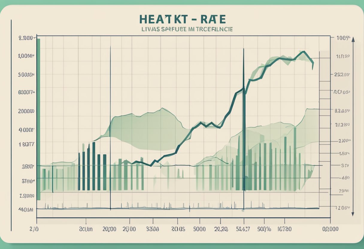 A heart rate chart showing a steady increase, then a sudden drop, and finally a gradual decline