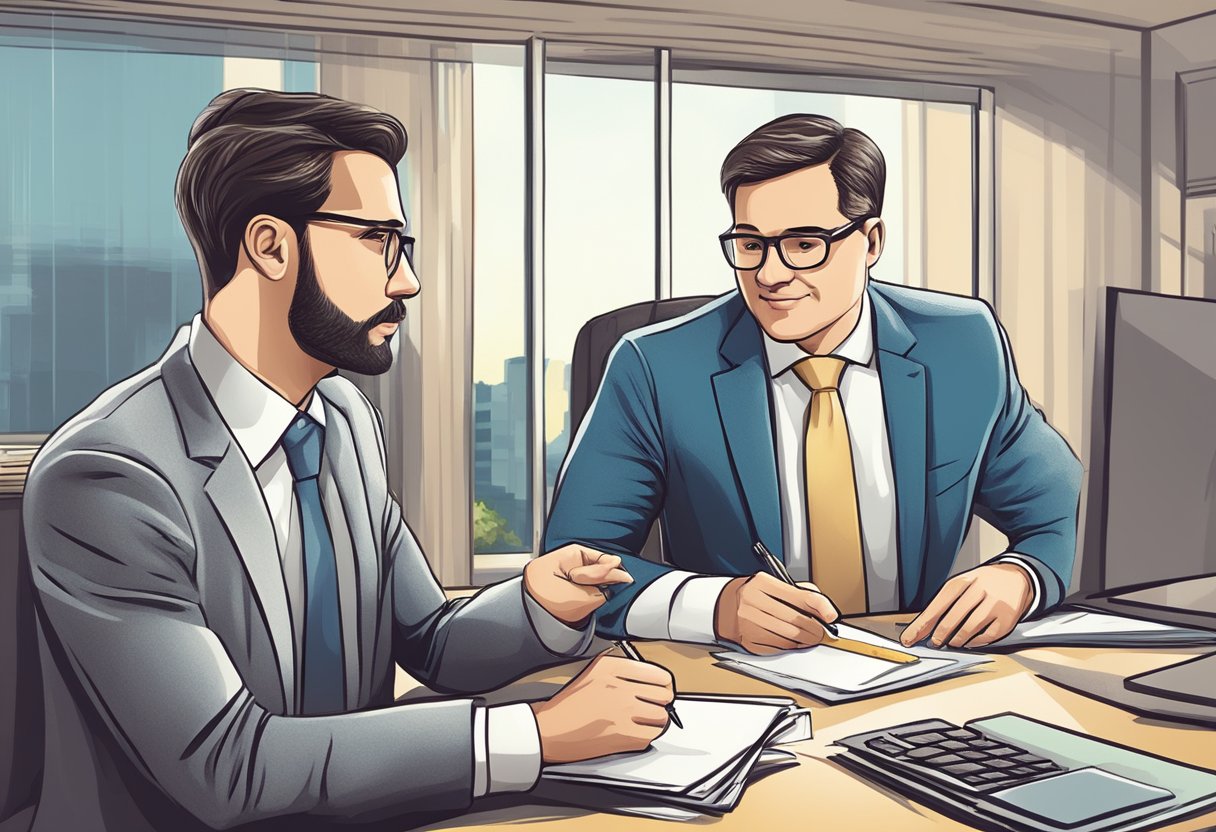 A licensed money lender counsels clients on frequently asked questions