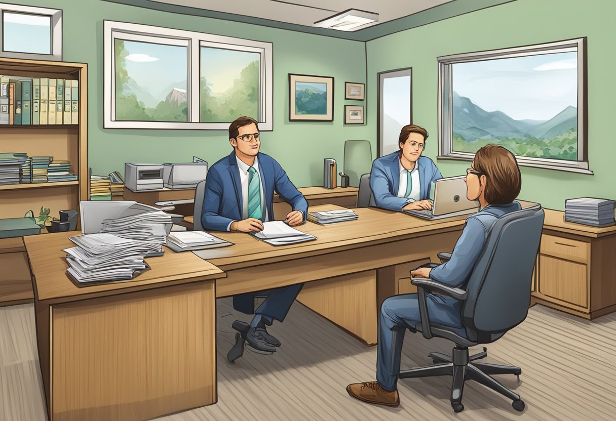 A customer at a licensed money lender's office, asking about settlement procedures