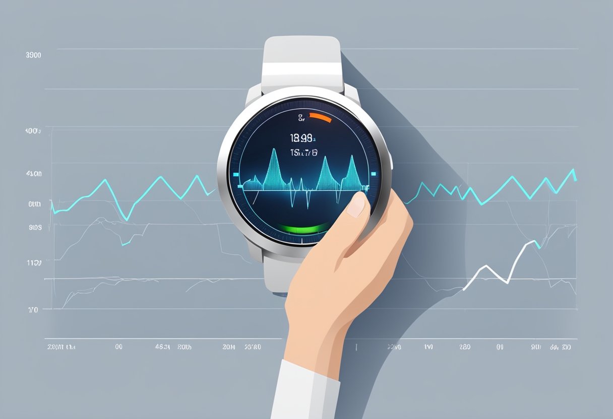 A woman's resting heart rate is measured using a heart rate monitor, displaying a steady and consistent pulse on the screen