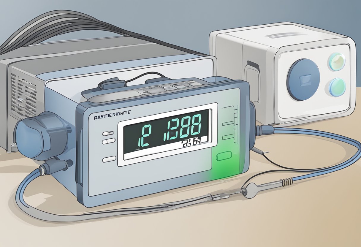 A heart rate monitor displaying a low heart rate and a thermometer showing a low body temperature