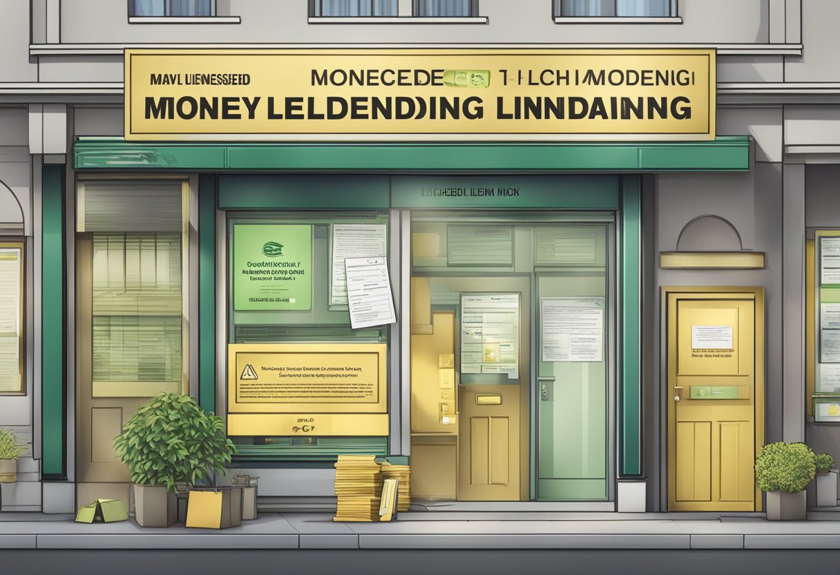 A licensed money lender displaying official signage and documentation, with a clear message against unlicensed moneylending practices