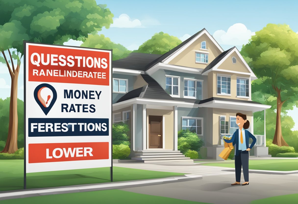 A signboard displaying "Frequently Asked Questions" at a licensed money lender with low interest rates