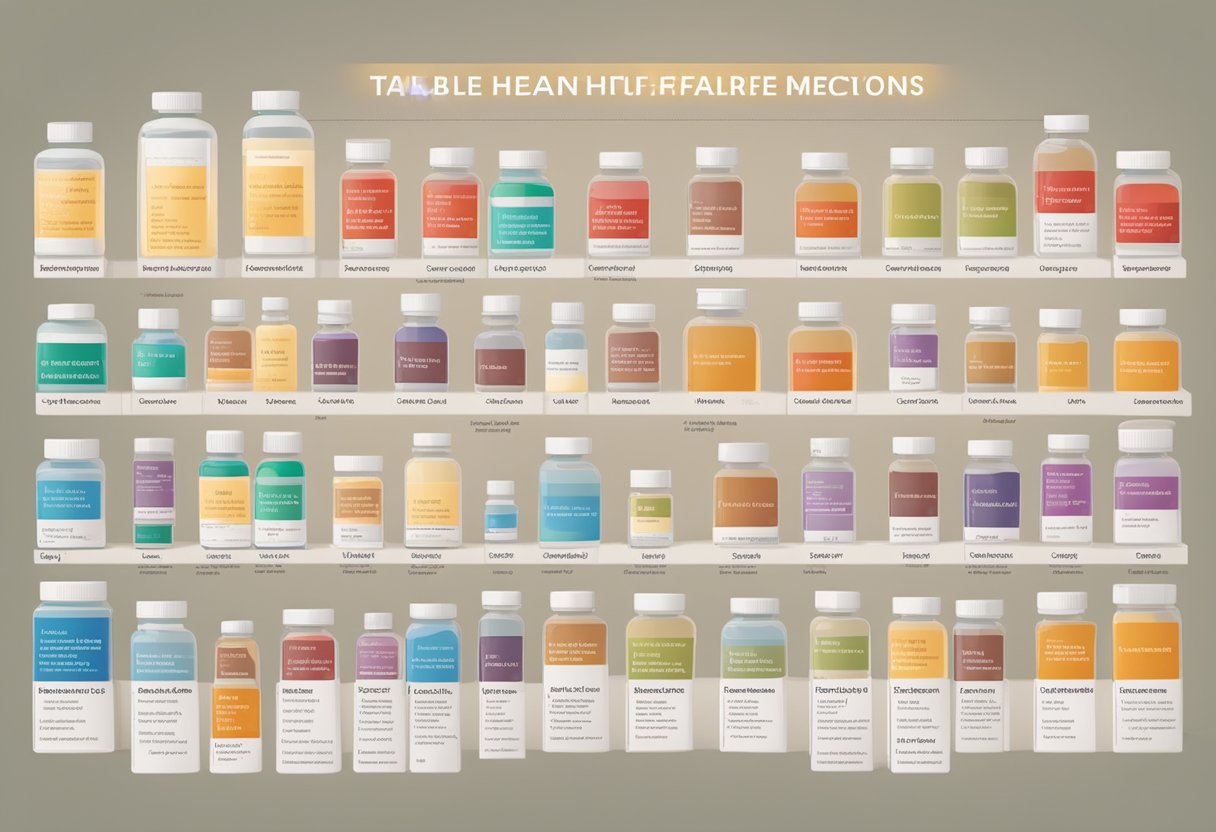 A table displaying various heart failure medications with their names and corresponding categories