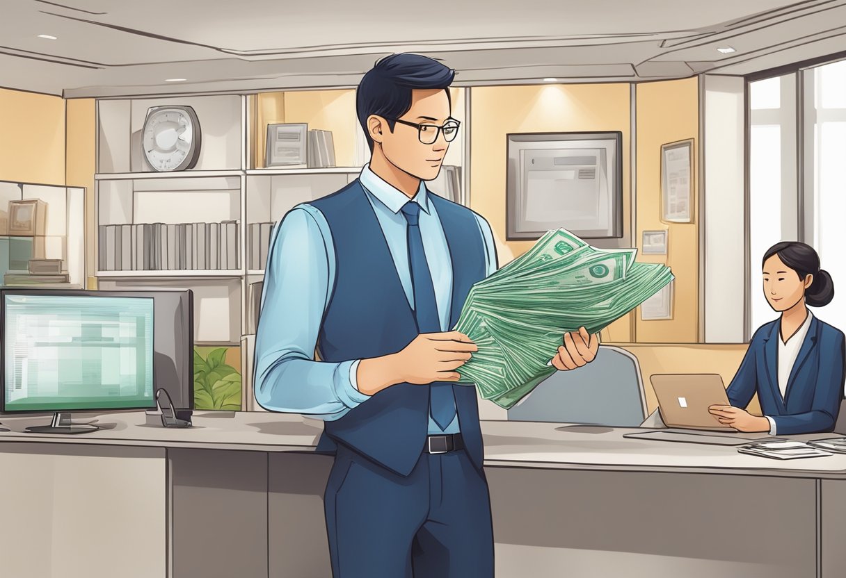 A money lender in Singapore is seen providing clear and transparent information to a customer, ensuring responsible lending practices and consumer protection