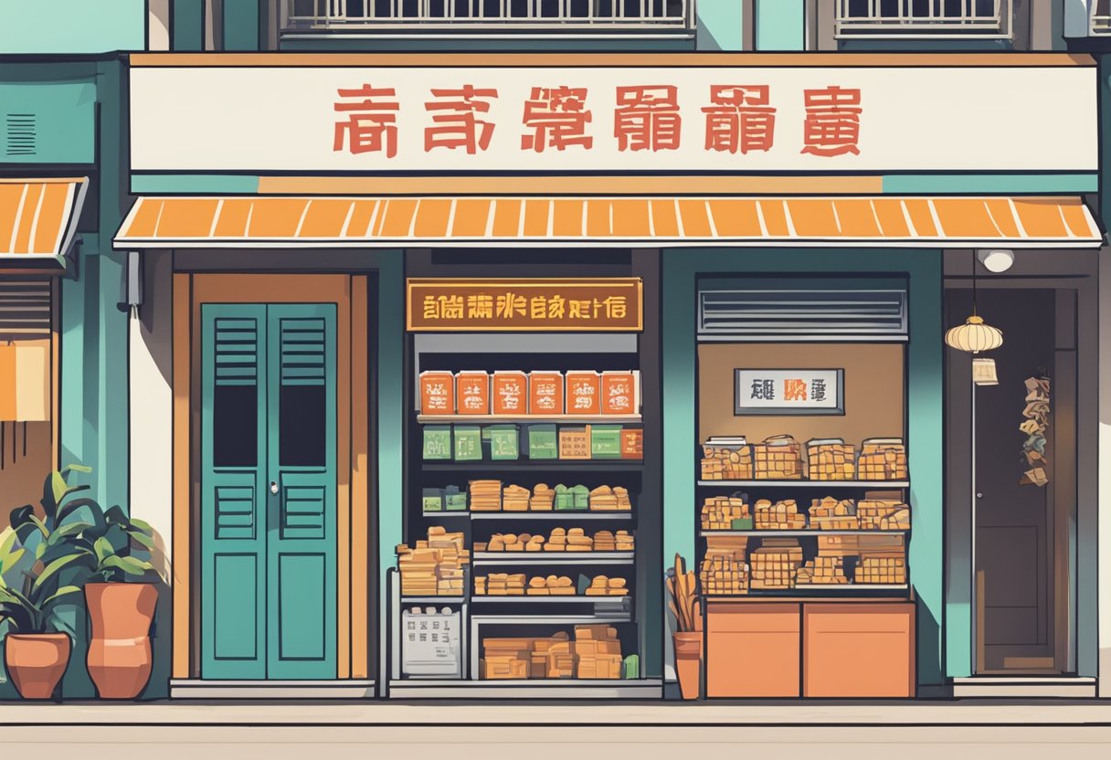 A signboard hanging outside a traditional shop with the words "Sembawang Money Lender" in bold lettering