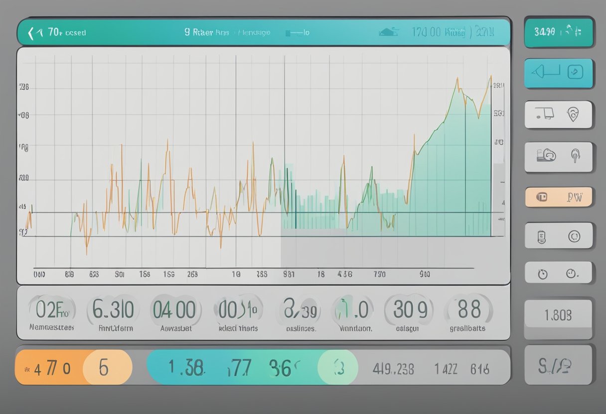 A heart rate monitor displays a consistently low reading