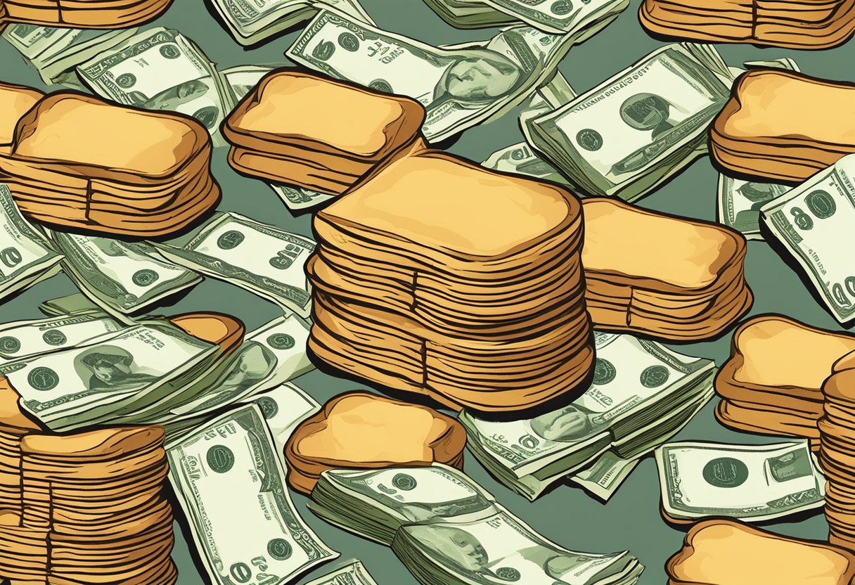 A stack of toast serves as currency for a money lender