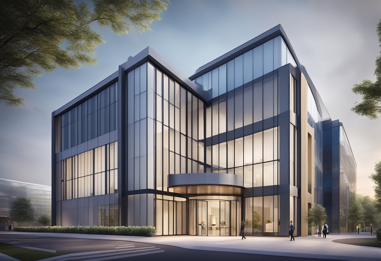 A modern, sleek medical facility with state-of-the-art equipment and a calming atmosphere. The logo of the Harley Street Heart & Vascular Centre is prominently displayed on the entrance