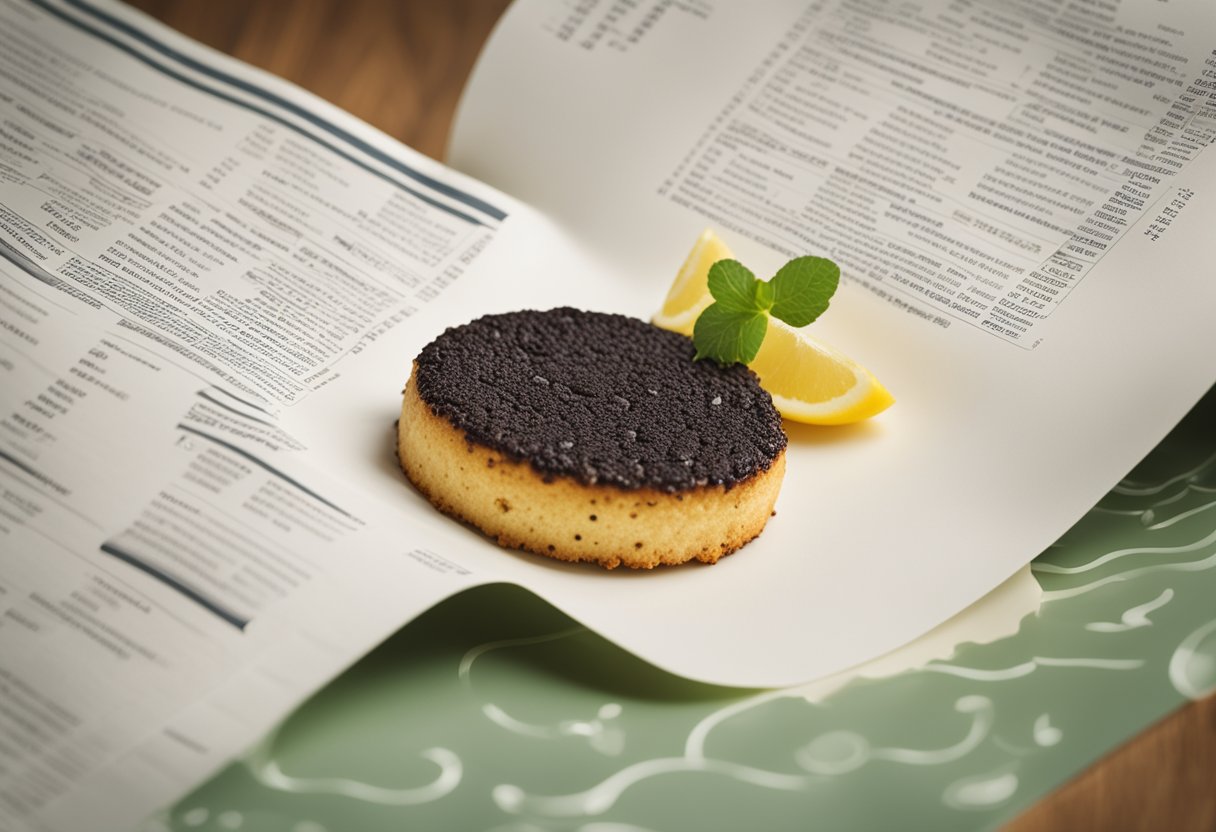 A thin fish cake surrounded by a list of frequently asked questions