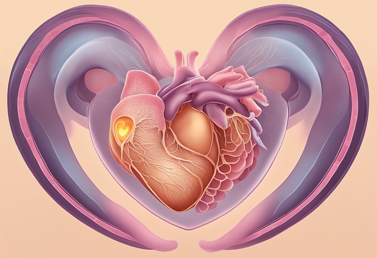The tiny heart of the foetus beats steadily within the womb