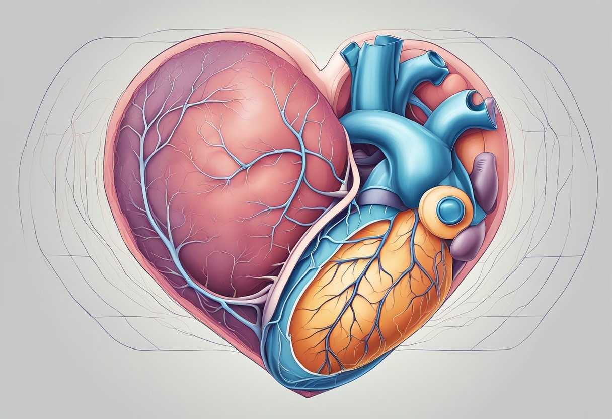 A tiny heart pulsates rhythmically within the growing fetus, its chambers expanding and contracting in a steady, mesmerizing cadence