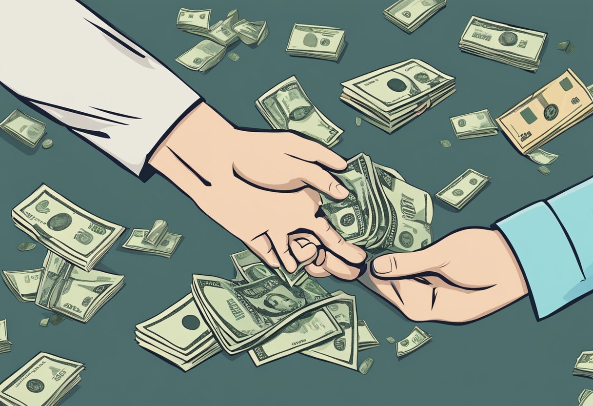 A person giving away money freely to others