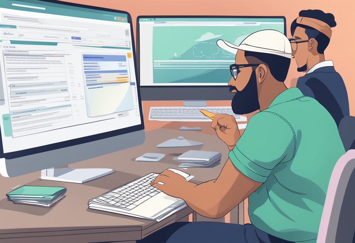 People seeking advice on illegal money lenders, reading through a list of frequently asked questions on a computer screen