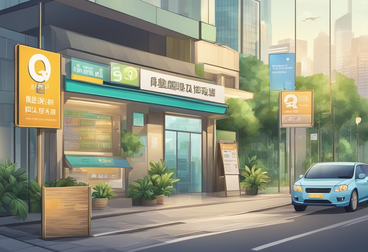 A signboard with "Frequently Asked Questions" and "Licensed Money Lender Singapore Woodland" displayed prominently