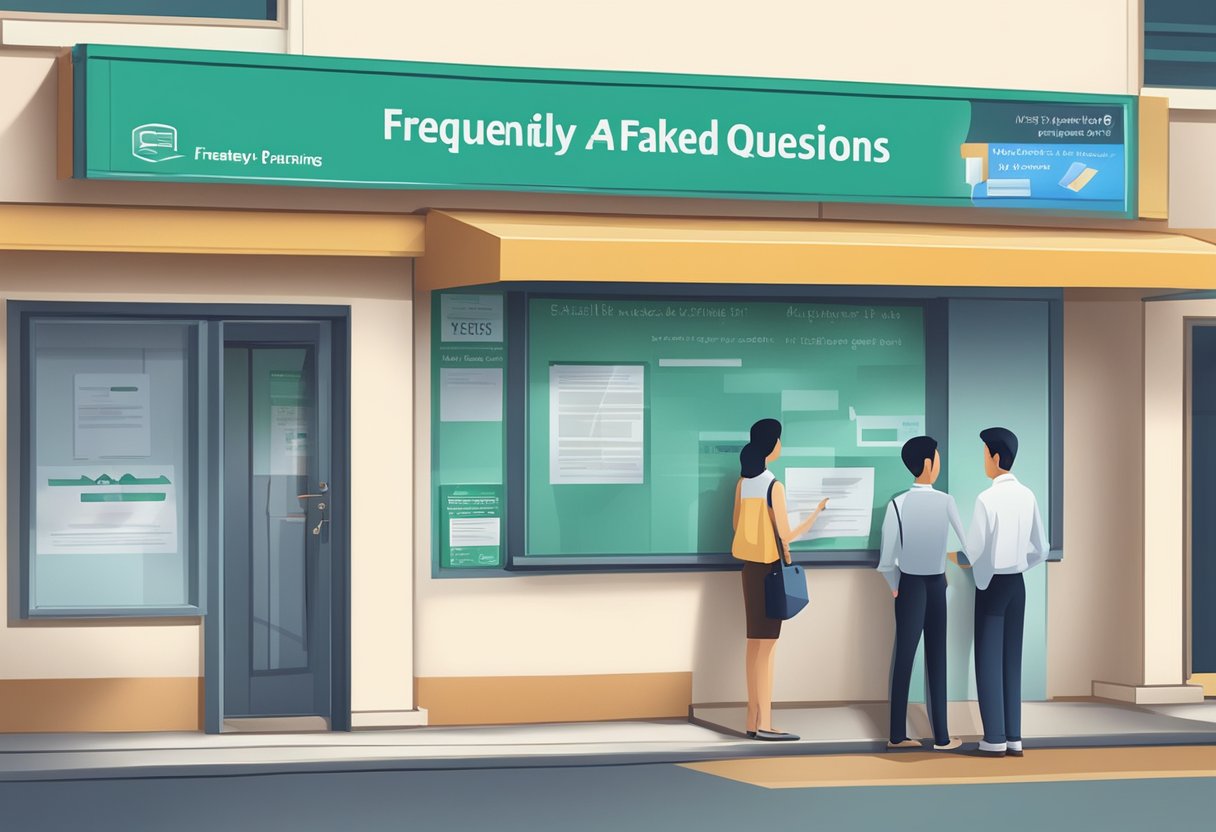 A signboard with "Frequently Asked Questions" outside a bukit panjang money lender's office