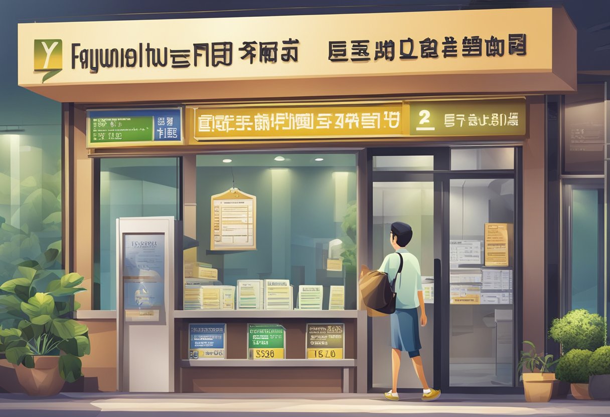 A signboard with "Frequently Asked Questions" and "Licensed Money Lender at Yishun" displayed prominently