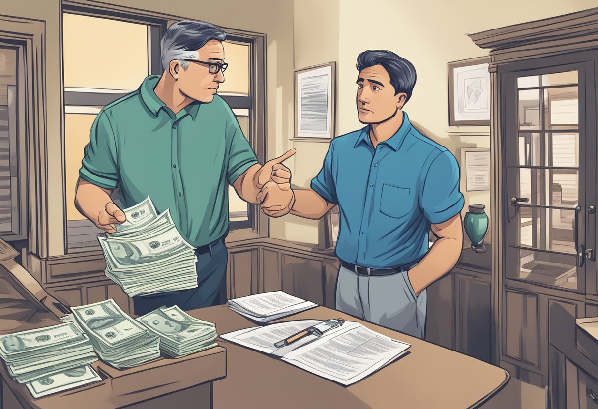 A licensed money lender confronts a debt collector with a list of frequently asked questions